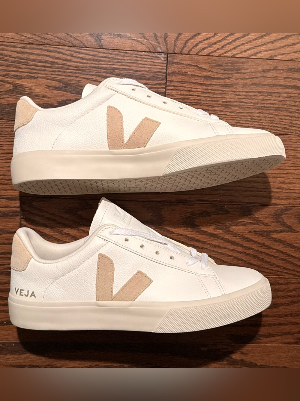 NWT VEJA Campo Chromefree Leather Sneakers Extra White Almond US 9 / EU 40 - Picture 3 of 10
